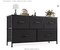 Organizer Storage 5: Long Dresser with Wood Top for Bedroom, Closet, and Entryway, Black Chest of Drawers with Fabric Bins